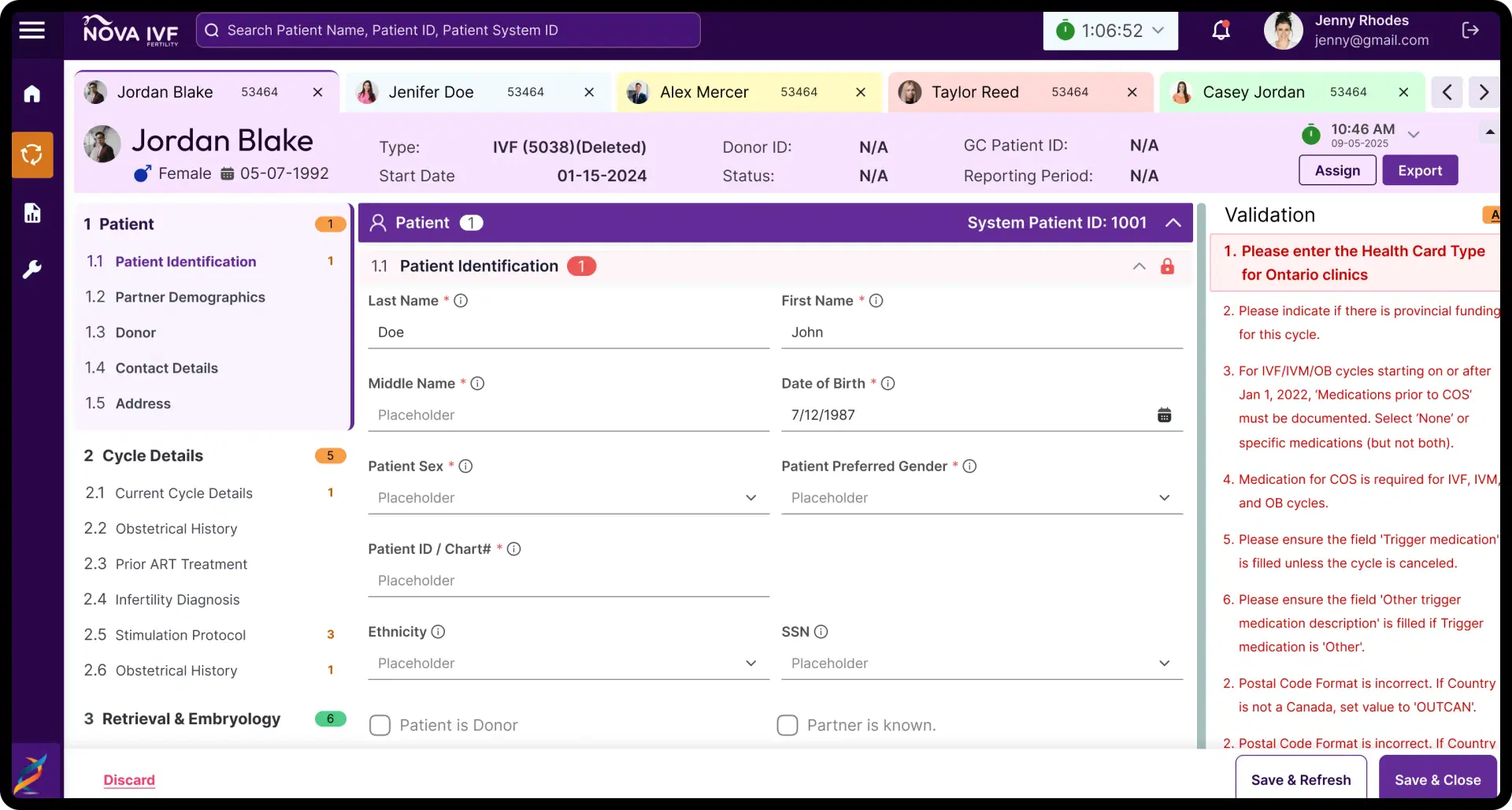 Cycles management mockup