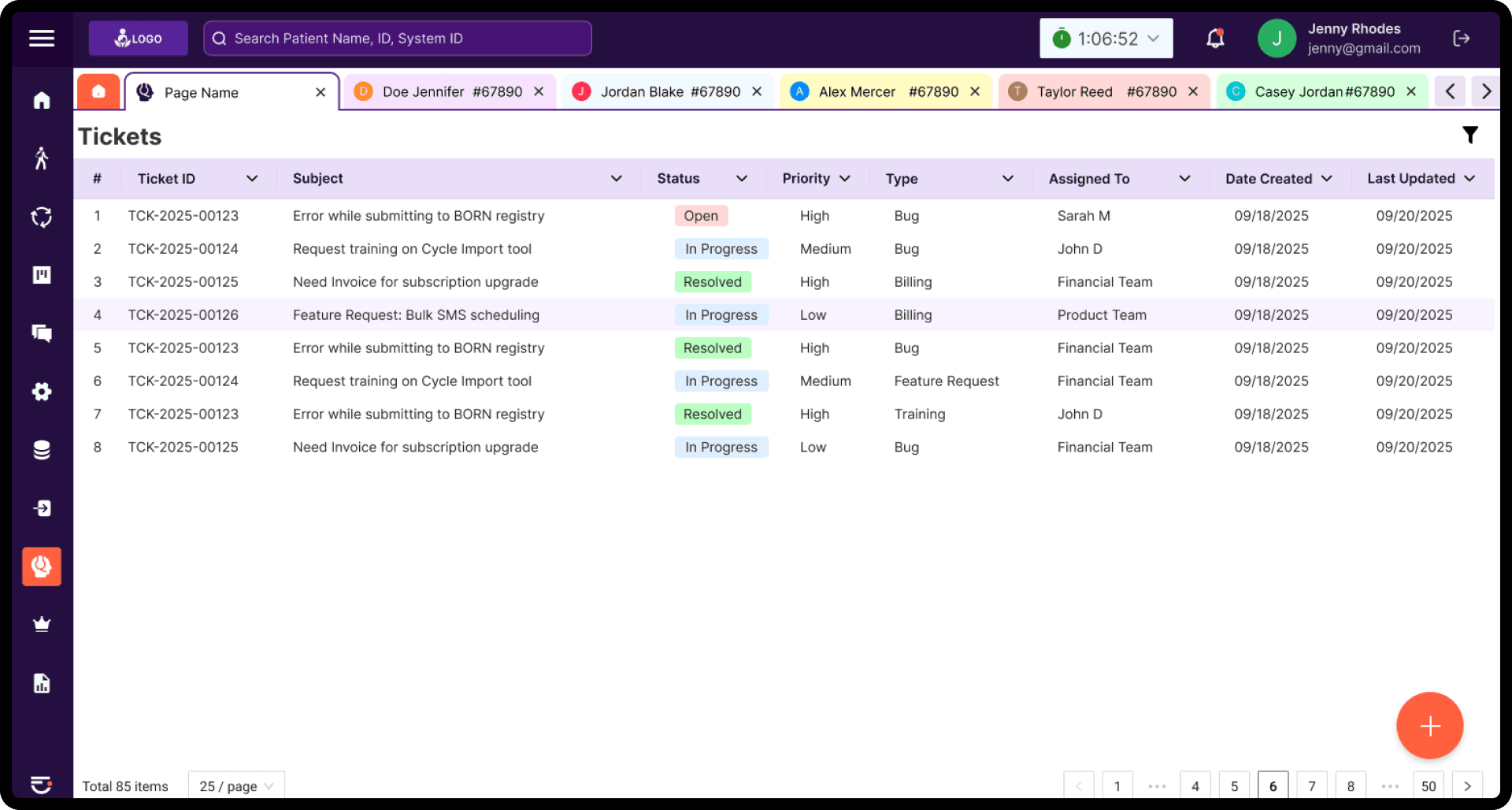 Cycles management mockup