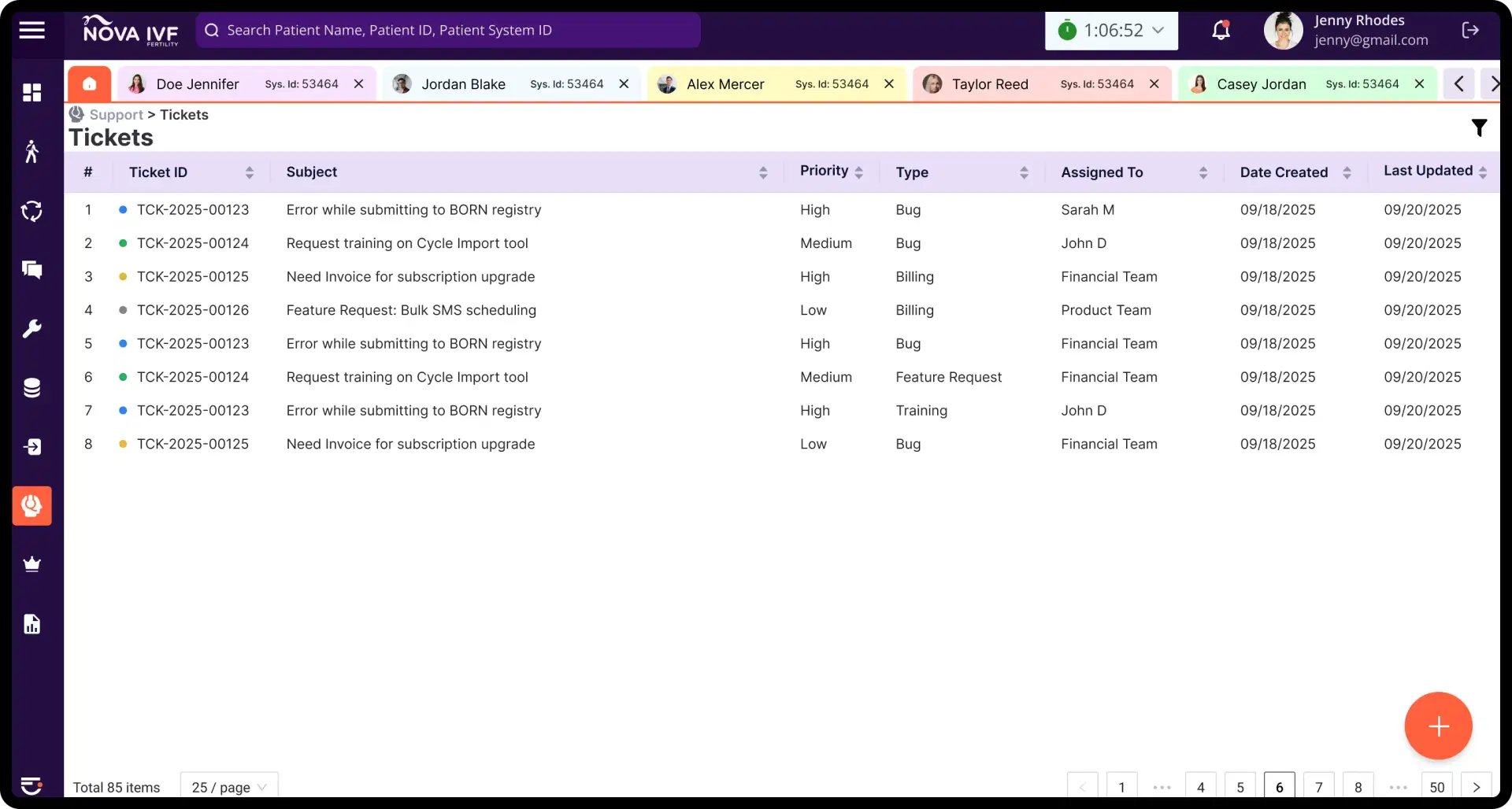 Cycles management mockup